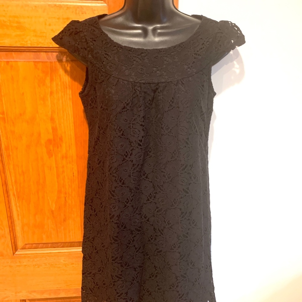 Anthropology mini Black lace lined dress Small 2 4 - Picture 4 of 8